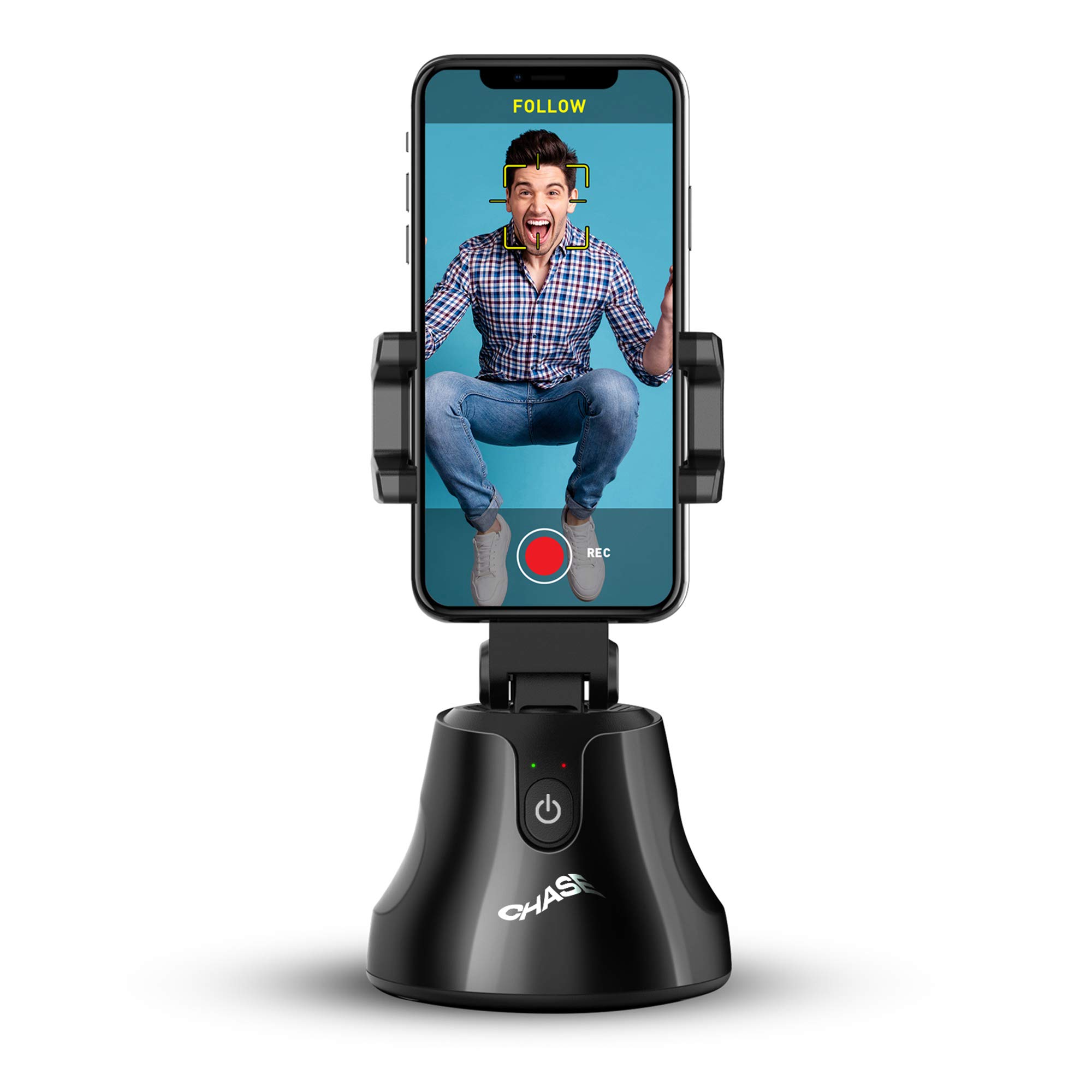 IJOY Chase Phone Tripod Stand with Face Tracking, 360 Shooting Camera Tripod for Recording Vlogs/Videos/Tiktok with iPhone, Samsung and More, Integrated iOS/Android App Black