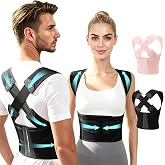 QFE Back Brace Posture Corrector for Women and Men Upgraded Dynamic Traction Correction System Adjustable Shoulder Support (Black, Small)