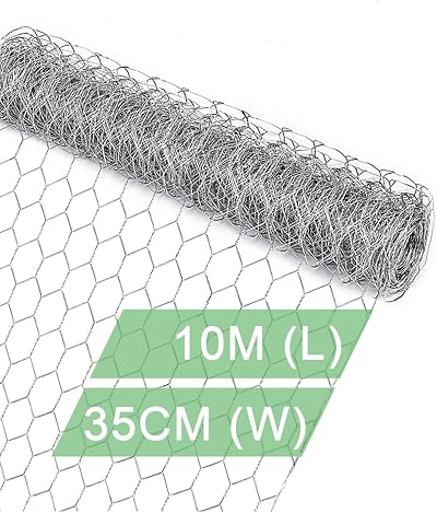 vensovo Galvanized Chicken Wire Mesh 35cm x 10m 1 inch Hex Garden Fence