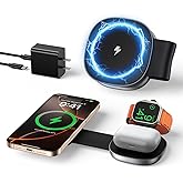 3 in 1 Charging Station for iPhone 16/15/14/13/12 Series, Foldable Travel Charger for Multiple Devices for AirPods 4/3/2/Pro, Wireless Charger Magnetic Charging for Apple Watch 10 9 8 7 6 5 4 3 Ultra