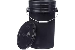 HE HUDSON EXCHANGE Hudson Exchange Premium 7 Gallon Bucket, HDPE (1 Pack - Flat Lid Included, Black)