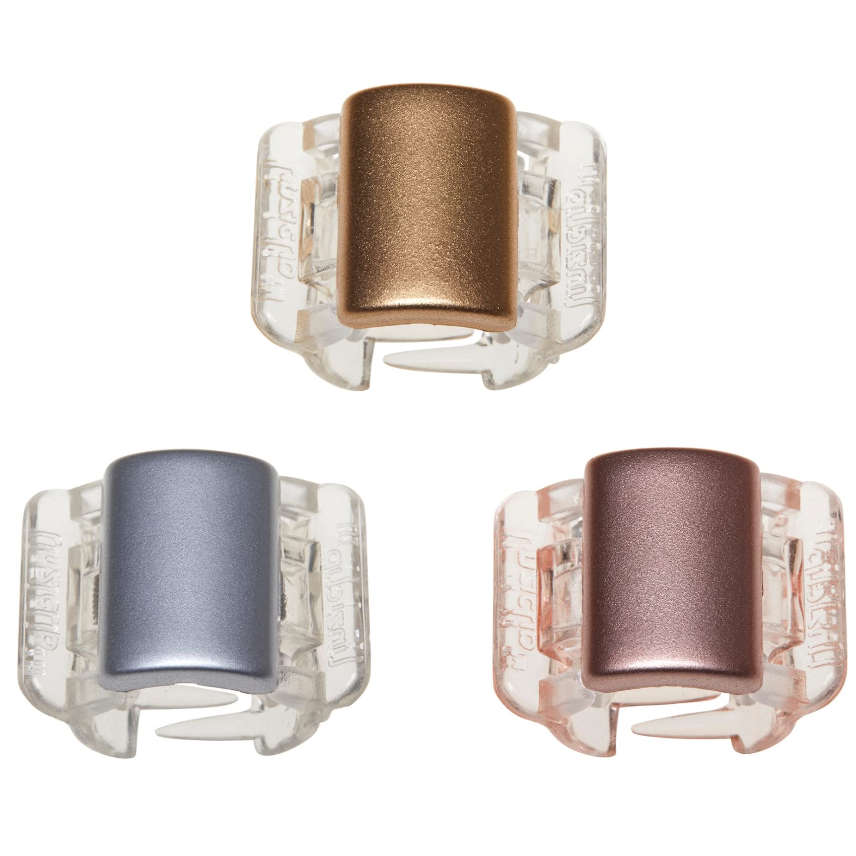 Topkids Accessories 3pc 2cm/0.8" Secure Grip Tube Claw Clips Hair Clips Women Hair Claw Clip Hair claw clips Hair Clips Hair Accessories for Women Girls hair clips Claw Clip (Mini, Metallic)