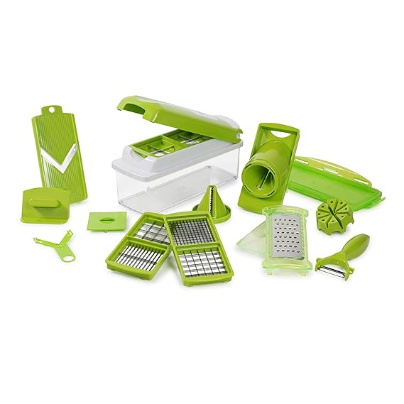 Genius Nicer Dicer Plus Julietti | 16 Teile | Gemüseschneider | | Julienneschneider | Spiralschneider | Gemüsehobel | Würfeln