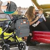 LANDICI Baby Changing Bag Backpack Grey Large Nappy Diaper Bag with Mat view 7