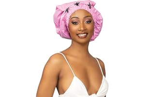 Esha Girl - Shower Cap for Extra Long Hair, Braids, Locs, Twists – Waterproof – Snug Fit Guarantees No Leaks – Easy Button Up (Pink, Long (22.3" x 9"))