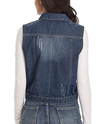 WUDODO Womens Classic Denim Vest Jacket Button Up