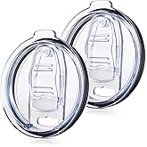 SUNRAYNEST Tumbler Lid Replacement 2 Pack for 20 oz Tumblers, 3.2" Mugs | Compatible with Yeti Rambler &amp; more. Spill proof and splash resistant crystal clear sliding lids. BPA-Free, straw friendly