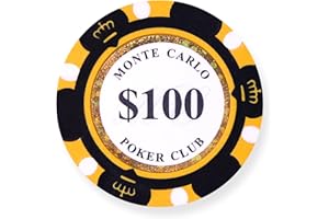 50pcs Monte Carlo Poker Club 3-Tone Clay Composite 14 Gram Heavy Poker Chips by MRC POKER(Black $100)