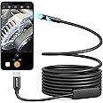 Anykit Dual Lens Endoscope Camera, Type-C Borescope with 8 Adjustable LED Lights, IP67 Waterproof 10ft Semi-Rigid Snake Cord Inspection Camera Compatible with Type C iPhone 15 & Android Phone
