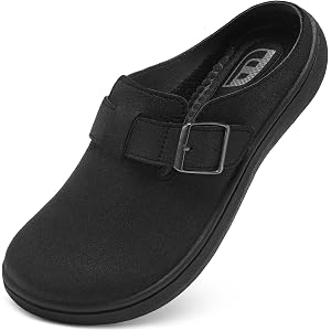 JOINFREE Mules for Womens Wide Slip-on Diabetic Suede Clogs Adjustable Casual Walking Mules for Swollen Edema Comfortable Non