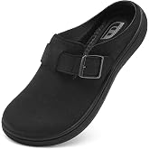 JOINFREE Mules for Womens Wide Slip-on Diabetic Suede Clogs Adjustable Casual Walking Mules for Swollen Edema Comfortable Non-Slip Mules for Women Indoor Outdoor Backless Potato Shoes