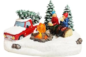 MOMENTS IN TIME Christmas Village Scene, Campfire Scene with LED Lights - Battery Operated (not Included) (4.3" H x 6.6" W x 4.3" D)
