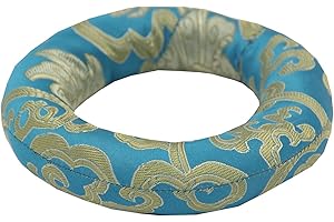 DHARMAOBJECTS Silk Brocade Large Ring Cushion Pillow for Tibetan Singing Bowl Hand Made Nepal (Turquoise)