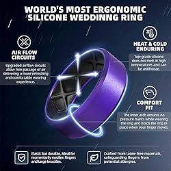 Egnaro Men's Silicone Rings, 7.5mm Wide 2.5mm Thick