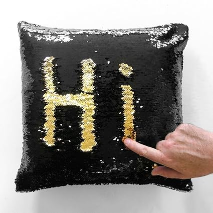 LilyPin Sequin Colour Changing Reversible Cushion (Golden and Black)