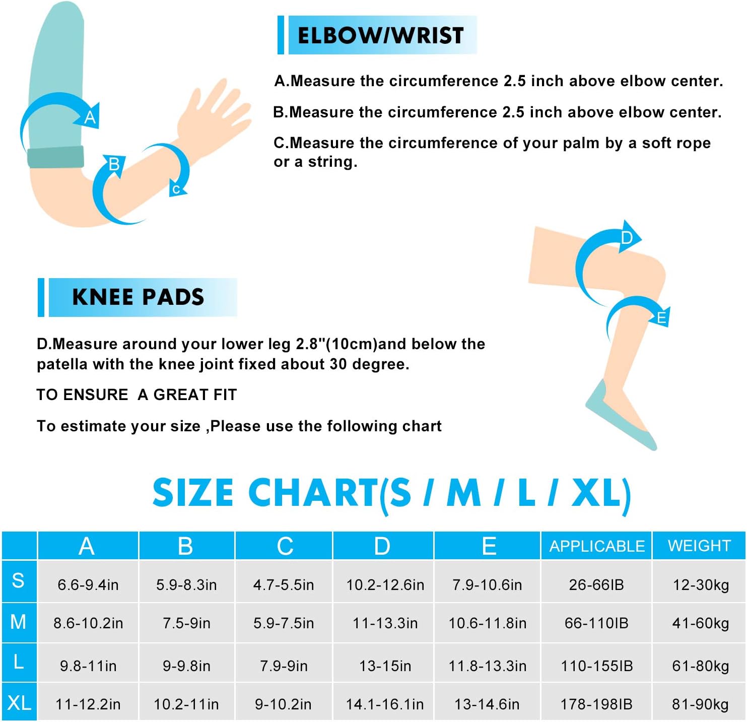   Protective Gear Set for Youth/Adult Knee Pads Elbow Pads Wrist Guards for Skateboarding Roller Skating Inline Skate Cycling Bike BMX Bicycle Scootering 6pcs  : Sports & Outdoors