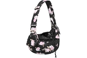 Petmolico Pet Dog Sling Carrier, Hands Free Breathable Mesh Adjustable Dog Cat Puppy Bag with Zipper Pocket for Daily Walk, Travel Outdoor Activity and Weekend Adventure, Pink Rose