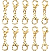 NoxWisp 10 Pcs Gold Double Lobster Clasp Necklace Clasp, Double End Design Necklace Extender Connector, Suitable for Jewelry Chain for DIY Jewelry Making/Artisans