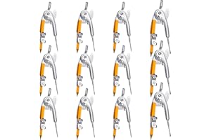 LINCIA Compass for Geometry Silver Math Compass Chisel Tip Metal Compass Geometry Compass with Pencils for Student School Office Classroom Art Drafting Drawing Wood Working (12)