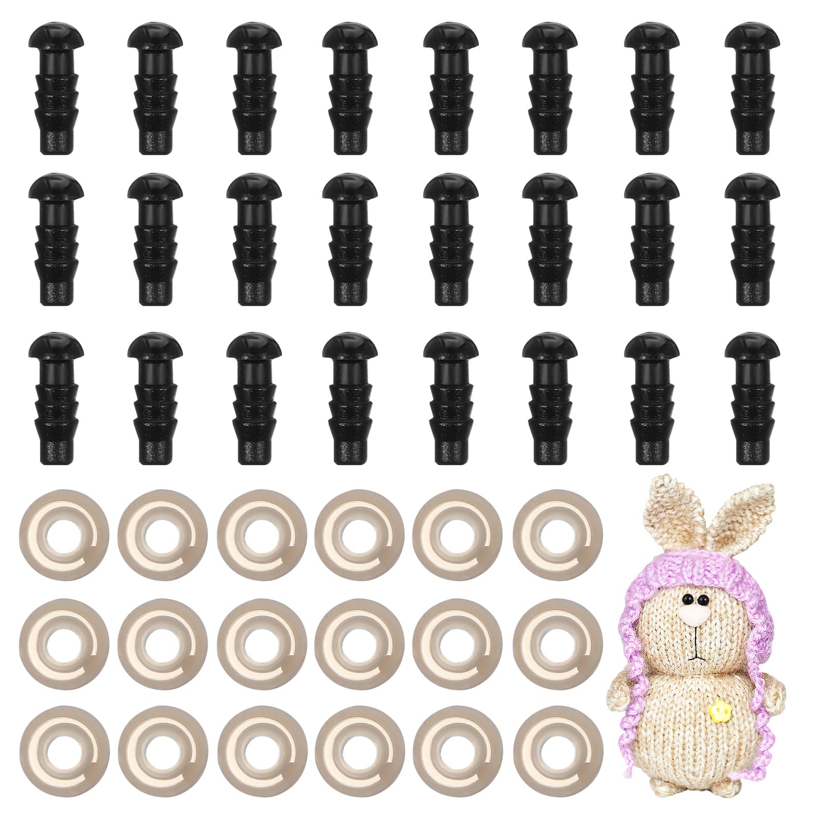 Artibetter Safety Eyes with Washers 5MM Plastic Eyes Gasket Doll Making Supplies for Bear Plush Toy Animals Puppet DIY Craft(100PCS Eyes,100pcs Gasket)