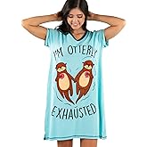 Lazy One Women's Nightgown, Funny V-Neck Sleep Shirt for Women, Novelty Pajama Shirts