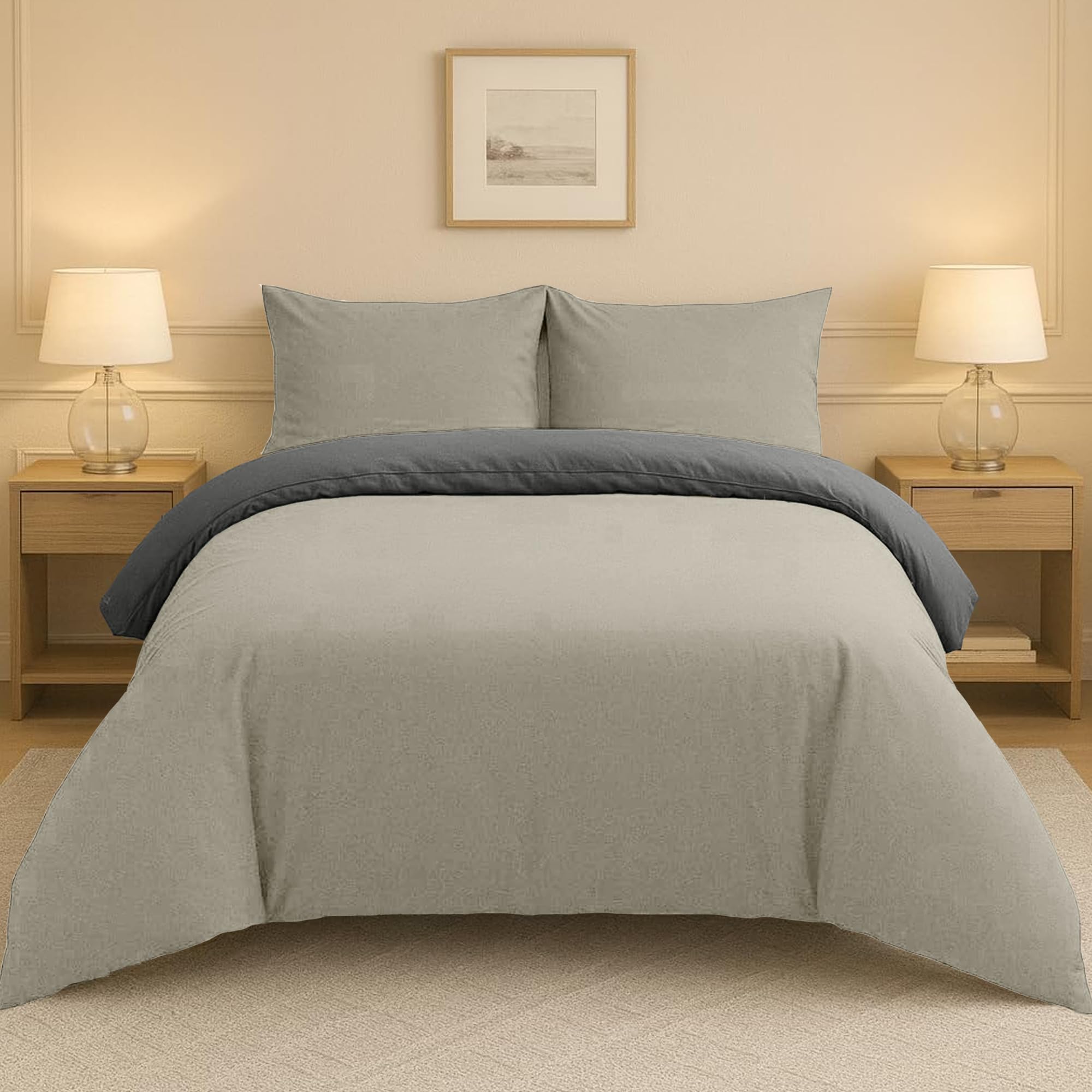 Lions Plain Dye Bedding, Single Duvet Cover Set with Pillowcase, 2 Piece Ultra Soft Reversible Quilt Covers, Microfiber Premium Quality, 137x200cm, Navy Blue