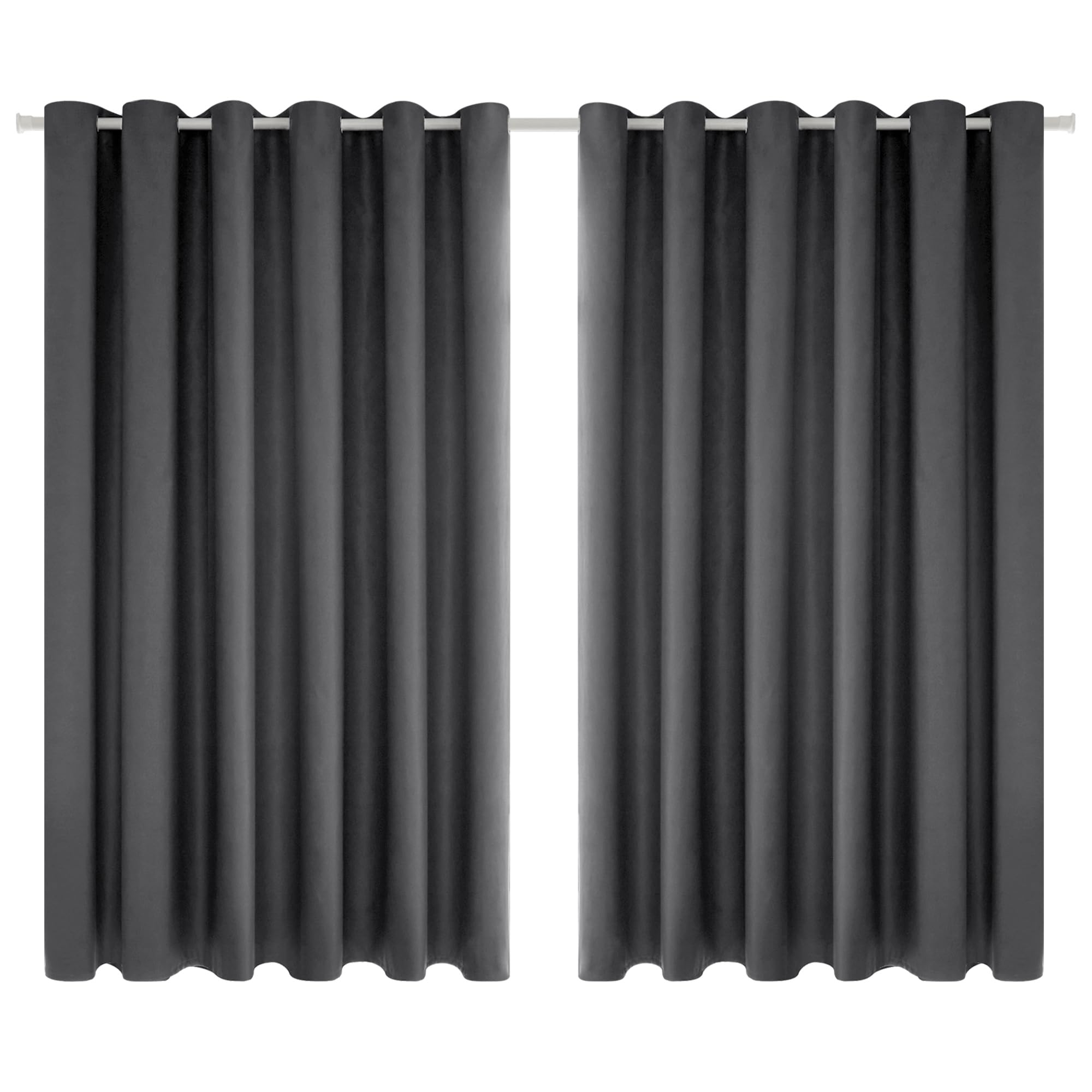 Deconovo Thermal Insulated Wide Grey Curtains Energy Saving Noise Reducing Eyelet Blackout Curtains for Bedroom Living Room, 90 x 54 Drop Inch, 1 Pair, Dark Grey