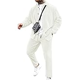 LecGee Men's 2 Piece Corduroy Shacket and Pants Outfits Long Sleeve Causal Autumn Winter Jacket Tracksuit Overshirt Set