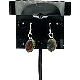 Natural DragonsBlood Jasper Gemstone Oval Beaded Sterling Silver Dangle Earrings