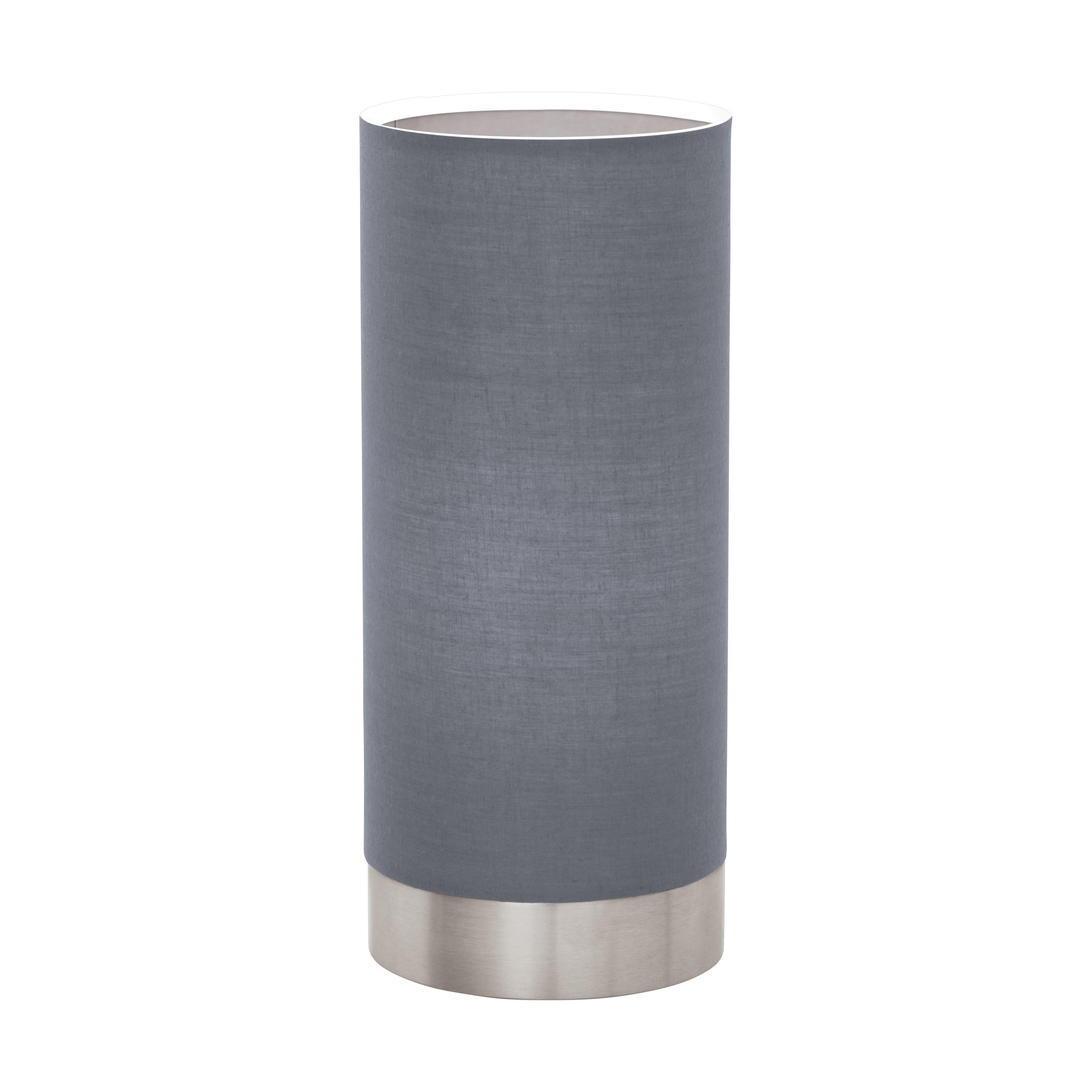 Eglo Bedside lamp Pasteri, Side Table Light Made of matt Nickel Steel and Grey Fabric, White Living Room Lighting with Touch, E27 Socket, H 8.9 inches