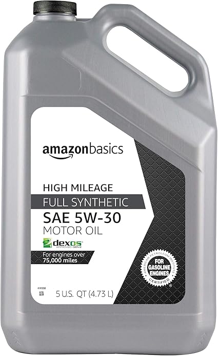 Amazon Com Amazonbasics Aceite De Motor De Alto Kilometraje Sintetico Completo 5w 30 5 Cuartos Automotive