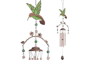 EXRISIRY Wind Chimes - Hummingbird Wind Chimes for Outside Deep Tone 34 inches 5 Aluminum Tubes, Birthday, Mother's Day, Hummingbird Gifts for Mom, Grandma, Decorations for Home, Garden, Patio, Backyard