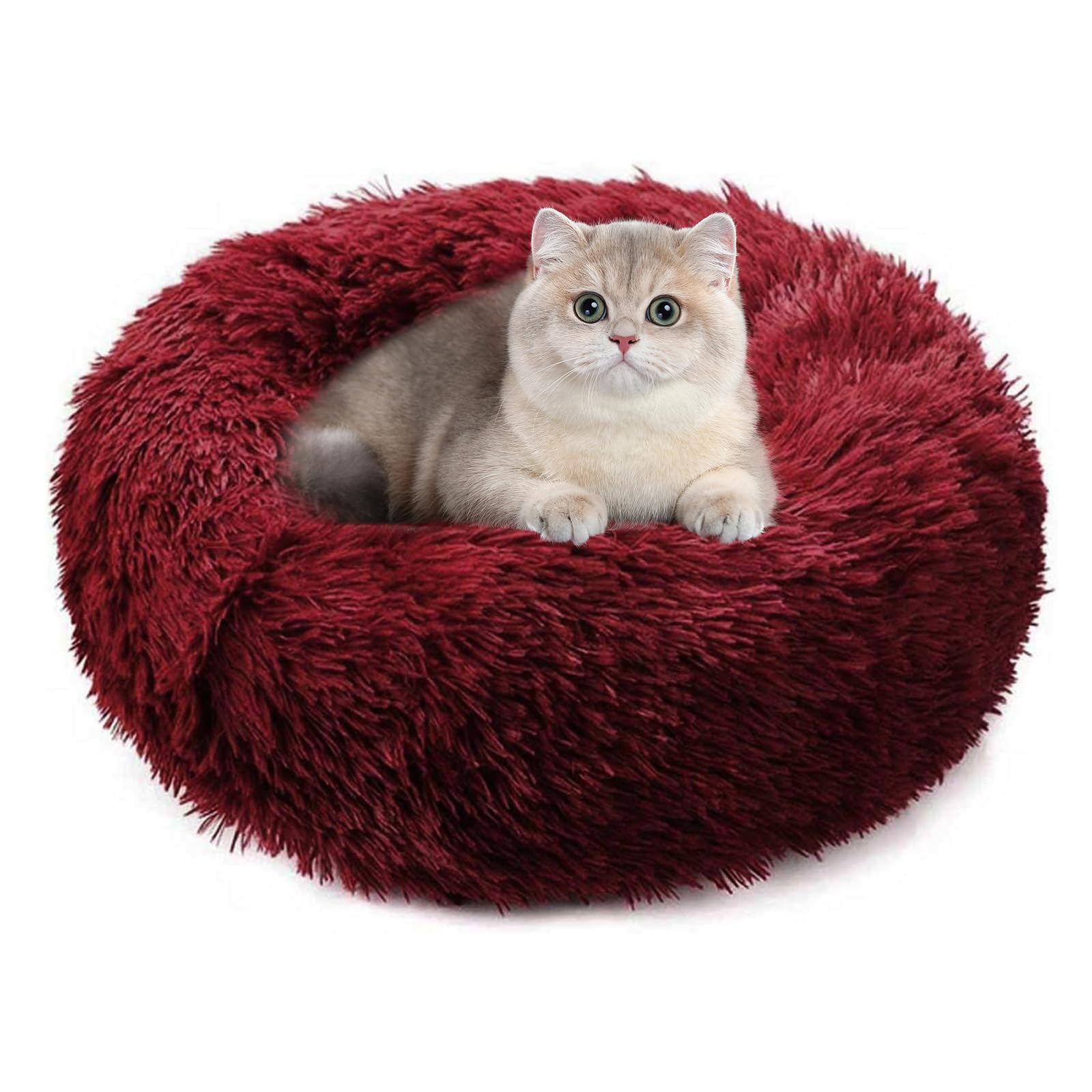 PETCUTE Dog Bed Cat Bed for Indoor Cats Washable Plush Donut Pet Bed Soft Calming Cuddler Kennel Small Medium Large