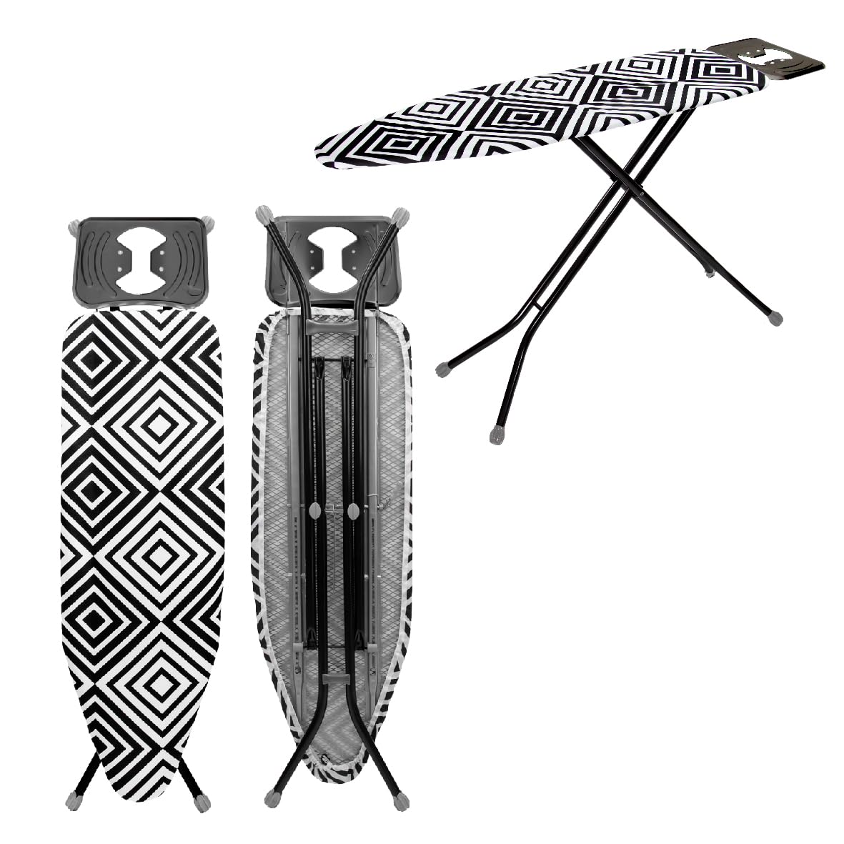 Anika 63589 Deluxe Ironing Board with Silicone Protected Rest | 120cm x 38cm | Folds Away Flat | Non-Slip Feet | Adjustable Height