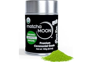 Matcha Moon Ceremonial Grade Matcha Green Tea Powder - Best For Traditionally Whisked Tea - Organic Matcha Green Powder - Pure Zen - Value Size 100g Tin