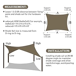 Shade&Beyond 15'x15' Sun Shade Sail Canopy
