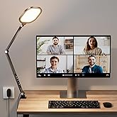 LitONES Video Conference Lighting for Computer, Dimmable Light for Video Recording, Meeting, Laptop & Webcam, 15W Ring Light for Desk with C- Clamp, Swing Arm, Remote, Memory & Timer CRI >95