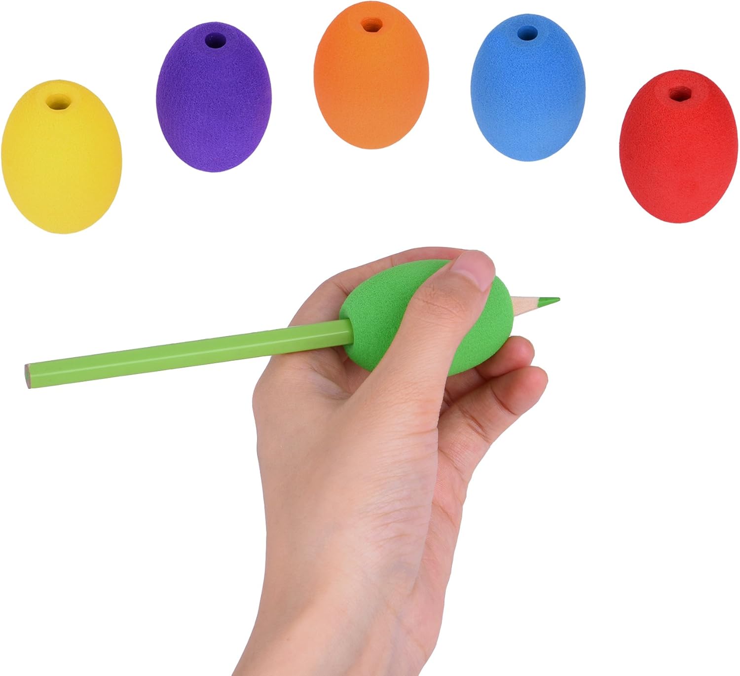Special Supplies Egg Pencil Grips for Kids and Adults Colorful, Cushioned Holders for Handwriting, Drawing, Coloring - Ergonomic Right or Left-Handed Use - Reusable (6-Pack): Health & Personal Care
