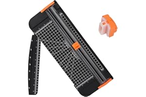 GHERPTE A4 Paper Cutter -12 Inch Paper Trimmer with 2pcs Replacement Blades with Safeguard Side Rulerfor Cut Gift Card,Coupon,Label, Cardstock,Photo