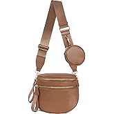 Valentoria Large Leather Crossbody Bags for Women Bum Bag Sling Bag Purse With Adjustable Strap Detachable Wallets Trendy Fashion Must Haves Cross body Bag (Coffee)