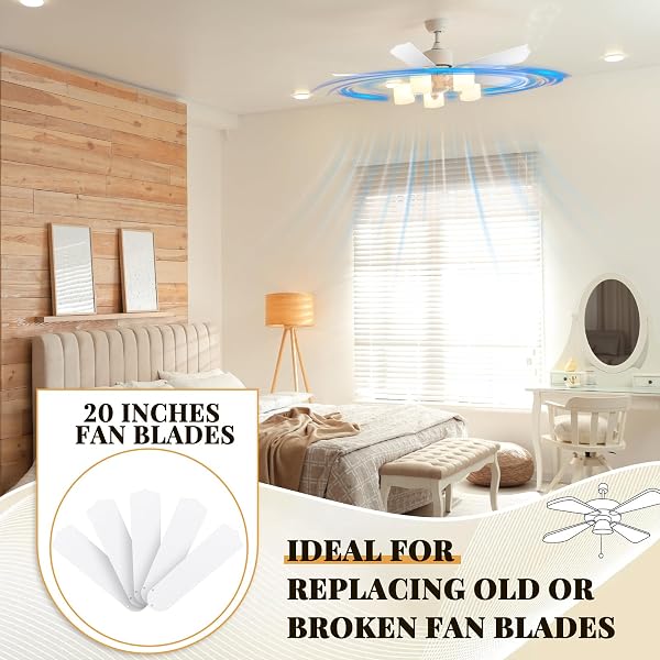 LINESHADING 10PCS REPLACEMENT FAN BLADES FOR 42 52 CEILING FAN WATERPROOF WEATHERPROOF BLADES REPLACEMENT FOR BROKEN SUBSTITUTION REPLACING INDOOR OUTDOOR SUMMER(WHITE,52 INCH)