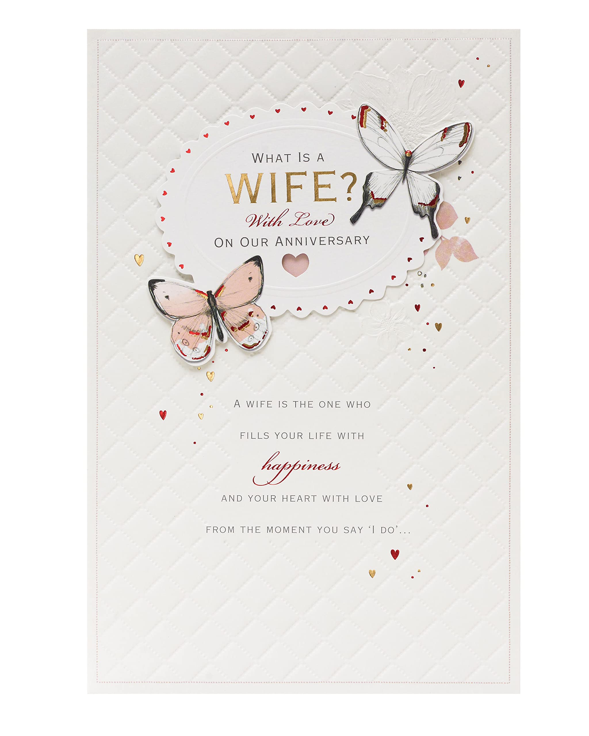 UK Greetings Wedding Anniversary Card for Wife - Light Butterfly Design