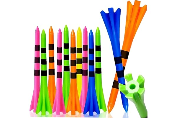 SWINGTEK 120 Pack Plastic Golf Tees,Contain 100 pcs 3-1/4 Inch Unbreakable Long Tees and 20 Short Te