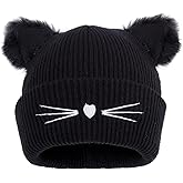 LUCKYBUNNY Women Girls Cute Cat Ears Beanie Hat Winter Crochet Knit Cap