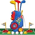 Liberry Toddler Golf Set with Putting Mat for 2 3 4 5 Years Old Boys Girls, Upgraded Kids Golf Cart with Unique Shoulder Strap Design, Indoor and Outdoor Golf Toys