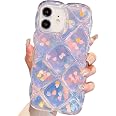 Custodia Qokey Per IPhone 12 6,1″ Con Cuori Laser Glitter E Carta Rimovibile – Cover TPU Morbida Antiurto 3D, Trasparente Sfumata