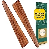 AIUHI Natural Teak Wood Spatula for Cooking, 12 Inches Flat Wooden Turner, Small Wood Flippers Handmade for Nonstick Cookware Turning Flipping Serving and Scraping. Set of 2
