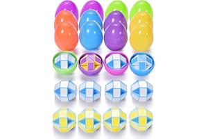 Ganowo 12 Pcs Easter Eggs Prefilled with Mini Snake Cube Blocks for Easter Basket Stuffers, Easter Egg Hunt, Easter Party Favors