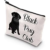 TSOTMO Pug Lover Gift Zipper Pouch Makeup Bag - Black Pug Club Puppy Love