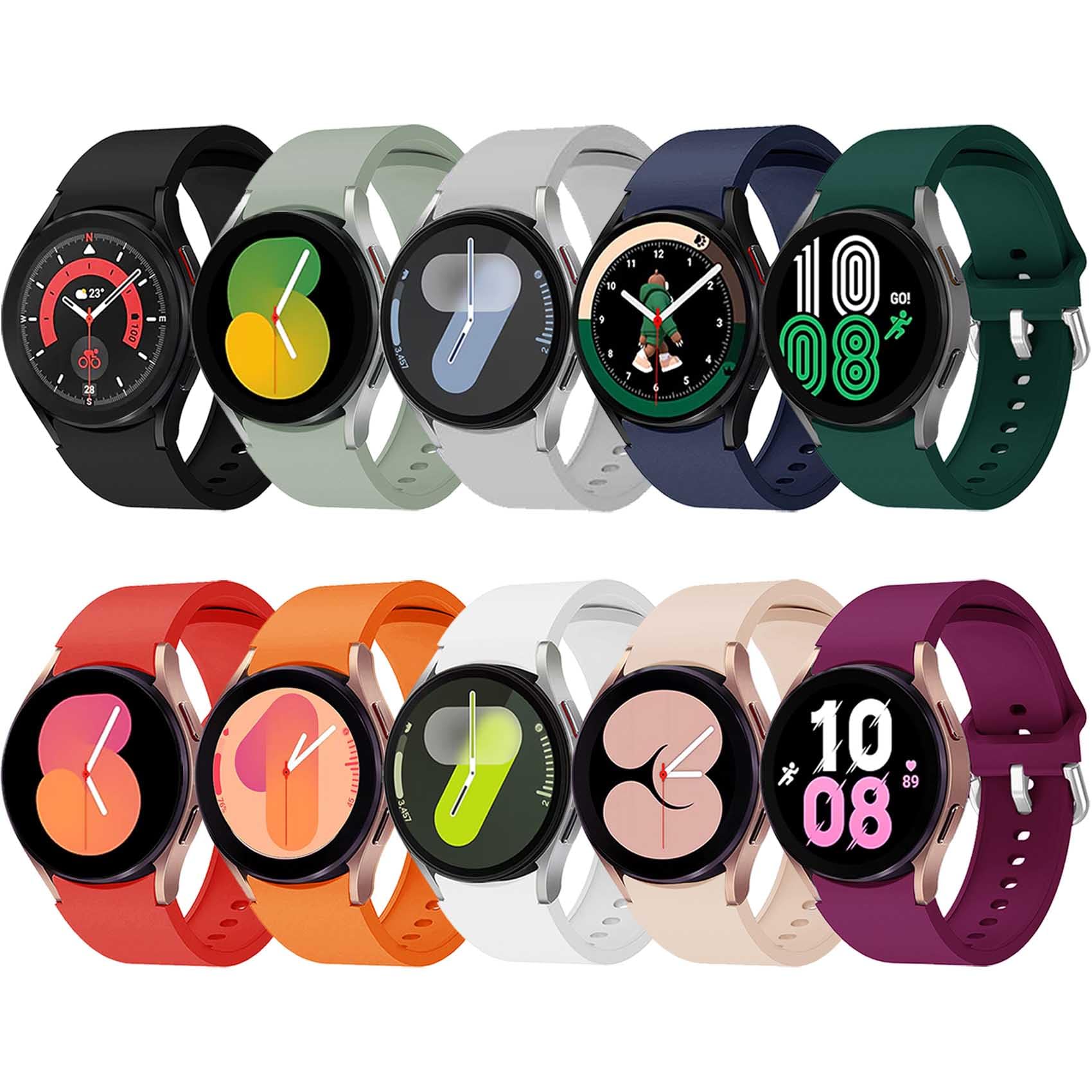 10 Pack No Gap Bands Compatible with Samsung Galaxy Watch 7 6 5 4 Band 40mm 44mm, Galaxy Watch 6 4 Classic 42mm 46mm 43mm 47mm 5 Pro 45mm, 20mm Soft Silicone Sport Strap Women Men